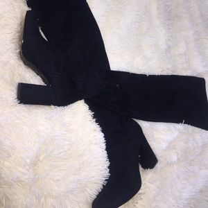 Zara Navy Blue Faux Thigh High Suede boots